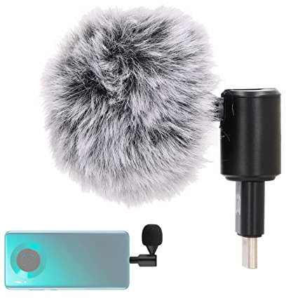 Dpofirs Flexibles - Mikrofon für Smartphones, Vlogging-Mikrofon mit Fell-Windschutz für Handy-Vlogging-Podcast-Videoaufnahme (Typ C)