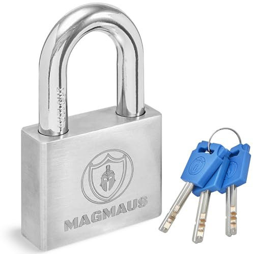 Magmaus® PDL/60 Candado de Acero Antioxidable Resistente a la Intemperie. Candado Seguro con Vástago de 10 mm Anticorte. Protección de Alta Seguridad. Candados para Puertas, Trasteros y Cobertizos