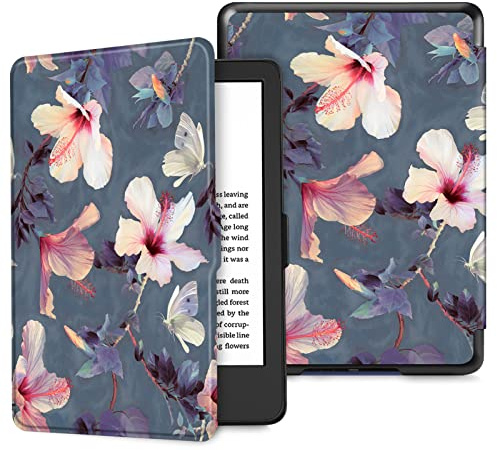 Fintie Hülle für 6 Kindle (11. Generation) – 2024/2022, Leichte Case Schutzhülle mit Auto Schlaf/Wach Funktion für 6 Zoll Kindle Basic 2024, Blühender Hibiskus