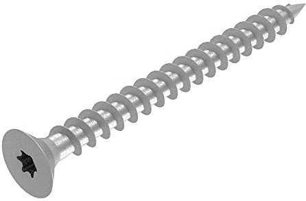 SECCARO Vis pour aggloméré 5 x 60 mm, en acier inoxydable V2A VA A2, vis pour bois avec filetage complet, TX/six pans creux, 150 pièces