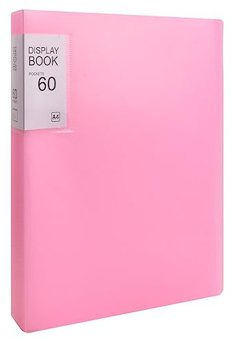 Sichtbuch PP mit Klarsichthüllen 60 Taschen, A4 Präsentationsmappe mit Transparenten Hüllen, Sichtmappe Präsentationsordner für Notenblätter Berichte Broschüren (Rosa)