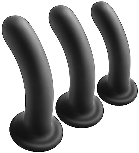 SXOVO 3 Pcs Plug Anal, Consolador Anal de Silicona con Potente Ventosa, Dilatador Anal de Estilo Simple, Estimulación la Prostata Masturbación Vaginal, Juguet Sexual para Mujer Hombre Pareja (Negro)