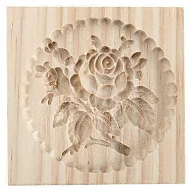 Carved Wooden Custom Cookie Stamp Mould Rose Flower Cookie Cutter Cookie Presses Stamps for Thanksgiving Valentines Day Baking Tool