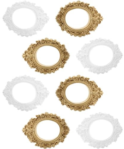 LALAFINA 8stücke Miniatur Vintage Bilderrahmen Aus Harz Antike Ovalrahmen Für Diy Bastelprojekte Und Handyhüllen-dekoration Für Kleine Fotos Und Dekoration Im Miniaturhaus