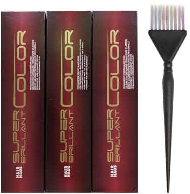 Hair Haus Super Brilliant Color Haarfarbe 3x 100ml + Färbepinsel spezial (CONTRAST MAGENTA-ROT)