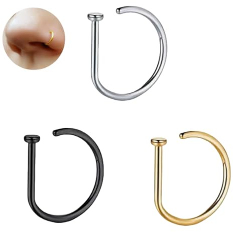 HhBdy Orecchino Naso 6 Pcs Trago Piercing Setto Anello al Labbro in Acciaio Inossidabile Unisex Orecchini/Naso/Anello
