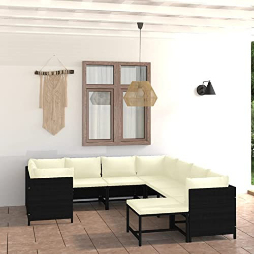 Homgoday 9-TLG. Garten-Lounge-Set mit Kissen Gartenmöbel Set Balkonmöbel Gartenlounge Gartensofa Ecksofa Modular Sofa Lounge Sitzgruppe für Terrasse Garten Balkon Poly Rattan Schwarz