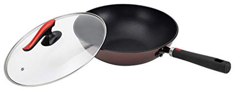 WIPPWER Pentola, Wok Ferro Tradizionale Cinese Wok Wok Fornello A Induzione Pentole da Cucina in Ferro for Stufa A Gas