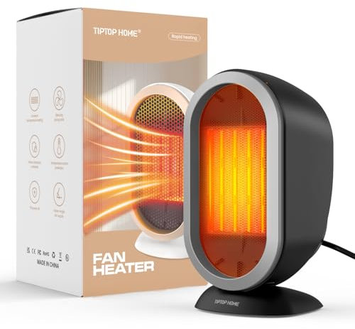 Tiptop Home Radiateurs Électriques Soufflants, 1200W Mini Chauffage d'appoint Soufflant pour Salle de Bain, Radiateur en Céramique à Chauffage Rapide à Économie d'Énergie pour Chambre, Bureau