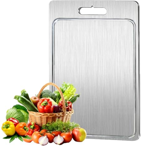 304 Schneidbrett aus Edelstahl, 39 x 28 cm Küche Schneidebrett Cutting Board Doppelseitiges Lebensmittel Grade Schneidebrett, Ieicht Reinigen und frei Verunreinigungen