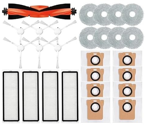 18 pezzi accessori robotici compatibili con robot aspirapolvere Xiaomi Robot Vacuum X20+/X20 Plus - 1 spazzola principale, 4 sacchetti per la polvere, 4 spazzole laterali, 4 filtri, 4 panni e 1