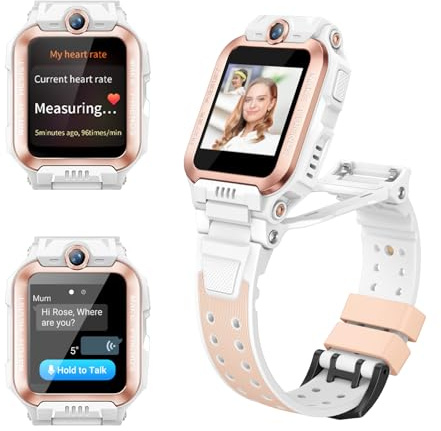 imoo Z7 Smartwatch Kinder mit SIM und Telefon, 4G Videoanruf mit GPS Weiß | Smartwatch für Kinder Mädchen Junge,Flip-Dual-Kamera,20m Wasserdicht,AI Scanner,SOS,NO Spiele,14 Tage Historisches Tracking