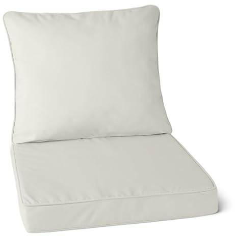 Amazon Basics Coussin de Chaise de Jardin avec Dossier, 55,6 cm x 55,6 cm x 7,6 cm, Beige, Lot de 1