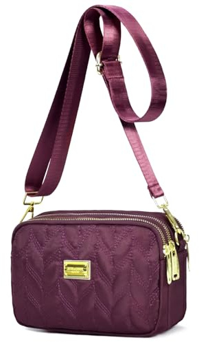 LassZone Ladies Crossbody Bag Multi-Pocket Shoulder Bag Waterproof Nylon Handbag Small Cellphone Purse Wallet for Women