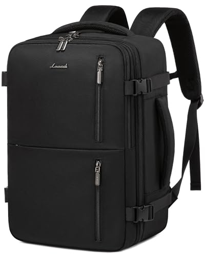 LOVEVOOK Ryanair Handgepäck Rucksack 40x20x25, Reiserucksack Flugzeug Damen Herren, Carry On Luggage Travel Backpack 20l, Klein Cabin Bag für 14 Zoll Laptop, Schwarz