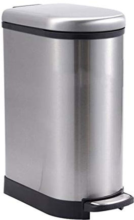 Poubelle en acier inoxydable silencieuse en forme de U pour salle de bain, salonilencieuse en forme de U pour salle de bain, salon, cuisine, poubelle avec couvercle, poubelle à pédale (10 L)