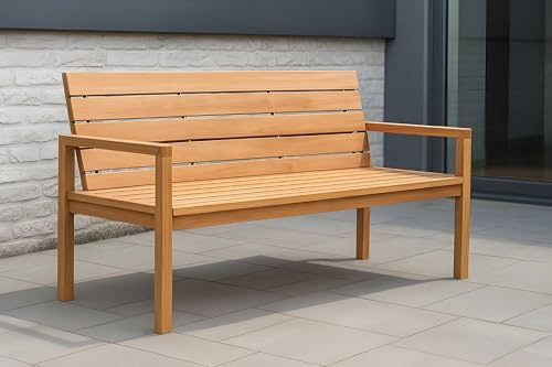 SAM 3-Sitzer Gartenbank Freetown 180x68x95 cm, Teakholz massiv, Holzbank | mit Rückenlehne, wetterfeste & Pflegeleichte Bank für Garten, Terrasse & Balkon