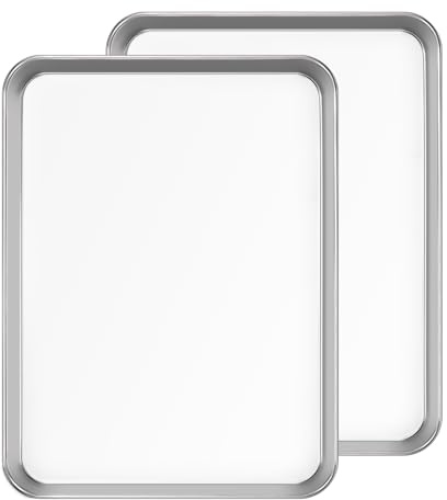 Baking Sheet Set of 2PCS, 18 inch Commercial Grade Stainless Steel Baking Pan, Professional Bakeware Oven Tray, Healthy & Non-toxic, Rust Free & Mirror Finish, Easy Clean & Dishwasher Safe