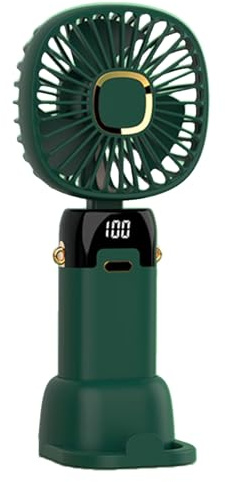 our fave Ventilador recargable por USB de 800 mAh, diseño plegable, 5 ajustes con pantalla LED, soporte para teléfono