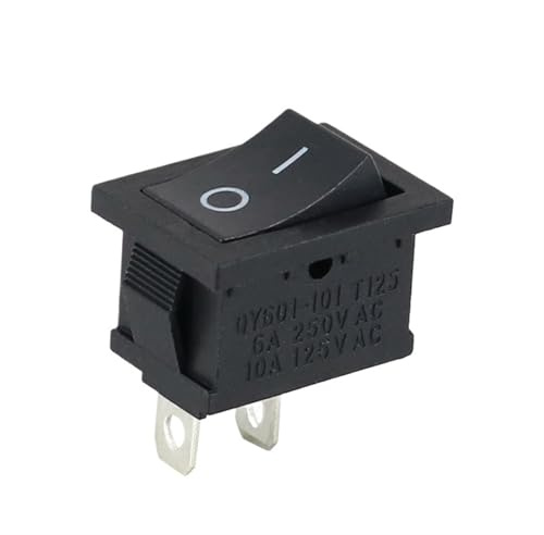 Lot de 5 interrupteurs à bascule à 2 broches KCD1-101, 2 positions, 6 A, 250 VCA / 10 A, 125 VCA, marche/arrêt, noir