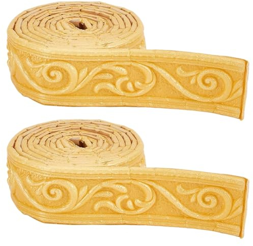 CRASPIRE Borde Papel Tapiz Autoadhesivo 225mx4cm Diseño Veta Madera Dorada Retro,Flexible,3D,Borde Espejo Vintage,Líneas Adhesivas Espuma Decoración Paredes Hoteles Y Hogares