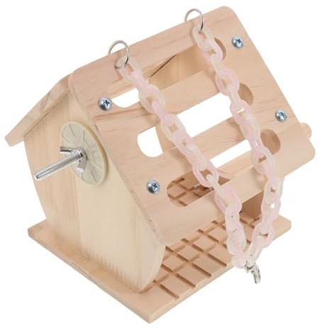 JOINPAYA Parakeet Holz-nistkasten mit Sitzstange und Schaukel Stabiles Vogelhaus zum Aufhängen für Wellensittiche Kleine Papageien Multifunktional als Brutnest und Ruheplatz Wetterfest
