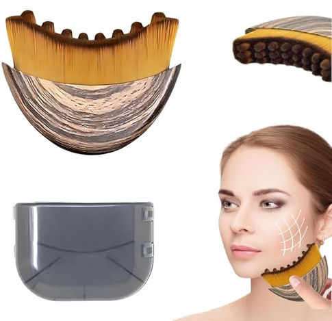 RAINWOOD Lymphatic Contour Face Brush – Soft Bristle Lymphatic Drainage Massager, Facial Sculpting Tool for Chin & Jawline, Gentle Lymphatic Face Brush for Daily Skincare & Spa Treatments