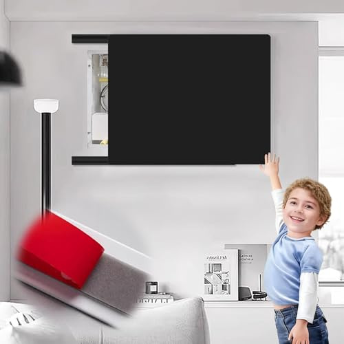 Vibeo Cache Compteur Electrique Cache-fusibles Intérieur avec Rail Autocollant, Cache-Panneau Électrique Amovible Extra Fin, Couleur Unie Cache-disjoncteur pour Cuisine(Black,18x14in/45x35cm)