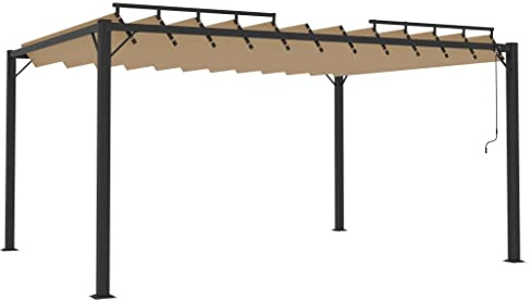 Pergola à Lames orientables 3x4 m, Toile Taupe et Aluminium, Toit réglable pour Une Gestion optimale de la lumière, élégante Couverture de terrasse pour Jardin et espaces extérieurs.