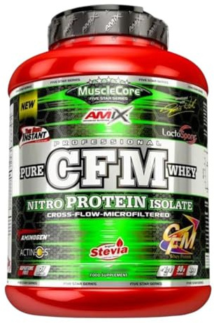 Amix | Proteína CFM Nitro Whey Con Actinos - Ayuda a Mantener la Masa Muscular - Con Enzimas Digestivas - Fácil Digestión - Rápida Absorción - Proteína en Polvo - 1 Kg - Sabor Fresa-Yogurt
