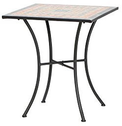 Siena Garden 380819 Tisch Prato, 64x64x71cm, Gestell: Stahl, pulverbeschichtet in schwarz matt, Fläche: Mosaik,Tischplatte: Keramik, Mehrfarbig