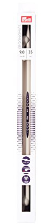 PRYM Raute mit einer Ergonomische Stricknadeln/Nadeln, Kunststoff, Mehrfarbig, 9 mm, 35 cm Länge, RJ45, Alabasterweiß