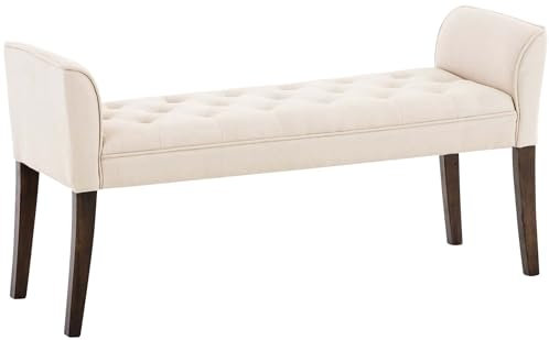 CLP Chaiselongue Cleopatra I Stoff-Bezug I Polsterbank, Farbe:Creme, Gestell Farbe:antik-dunkel