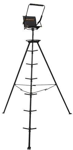 Muddy 12' Nomad Tripod, Portable Tripod Stand with 360° Rotating Flex-Tek Seat and Shooting Rail for Hunting, 300-Pound Capacity