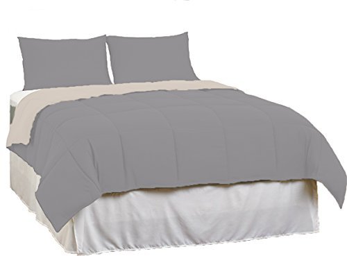 Tata Home Piumino Letto Invernale in Microfibra Morbidissima da 300 gr mq Double Face Misura Letto 1 Piazza Singolo cm 155x200 Colore Panna Tortora Disponibile Anche in Altri 5 Colori e 2 Misure