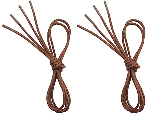 VSUDO Waxed Round 35 Light Brown Dress Shoe Laces for Men, 1/8 Thin Formal Business Oxford Shoe Strings, Tan Dress Shoelaces for Men (2 Pairs-Light Brown-090CM)