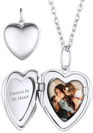 Custom4U Medaillon zum Öffnen für 1/2 Fotos – 925 Sterlingsilber/14k vergoldet Personalisierte Halskette mit Bild Herz/Oval/Rund Amulett zum Öffnen, Fotogeschenke für Mutter Ehefrau Freundin