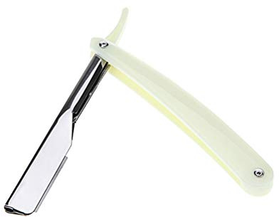 Lurrose Barber Edge Stahl Rasiermesser Vintage Klappmetall Rasiermesser für Männer ohne (weiß)