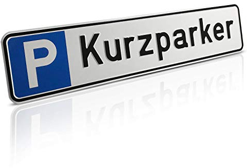 Betriebsausstattung24 Geprägtes Parkplatzschild aus Aluminium in Nummernschildform - Kurzparker - KFZ-Kennzeichen - für Ihren Parkplatz & Stellplatz - 52,0 x 11,0 cm
