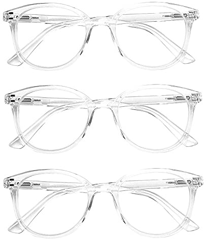3 Pack Reading Glasses Spring Hinge Stylish Readers Black/Tortoise for Men and Women (3 Transparent, 2.00)Medium