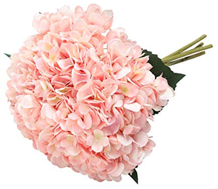 Tifuly künstliche Hortensie-Blume, 5 PCS realistische einzelne Lange Stamm-Silk Hydrangea-Blumensträuße für Hochzeit, Haus, Hotel, Parteidekoration, Blumengesteck (Rosa)