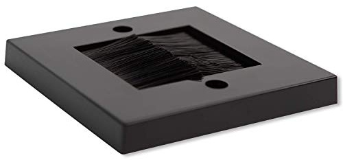 G-PLUG Bürstenwandplatte, Deko-Stil, Kabeldurchführung für Drähte, Einzel- und Doppelgang-Kabelzugangsband, Standard UK, weiß, schwarze Wandplatte mit schwarzen, weißen Bürsten, schwarz