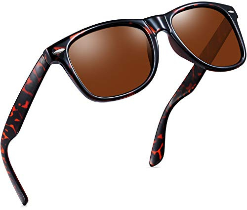 Joopin Fashion Square Solglasögon Herr Polariserade Retro Rektangulära Solglasögon UV400 Dam Spegel Stor Polarized Sunglasses for Men and Women för Utomhus Vandring Fiske Golf leopard brun