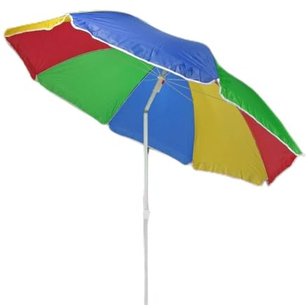 Unibos Garden Beach Patio Camping Picnic Tilting Tilt Multi Coloured Umbrella Parasol Sun Shade Protection UPF40 (Rainbow)