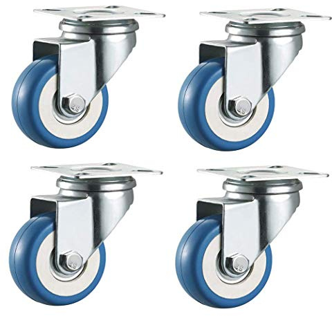 Bulldog Castors Roulettes pivotantes en polyuréthane Bleu 50 mm avec roulements de roue – Très résistantes – Roulettes pour meubles, appareils et équipements – Max 200 kg par lot