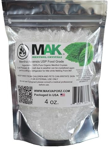 Menthol Crystals 100% Pure Organic Natural Spa Quality in 4OZ Resealable Bag