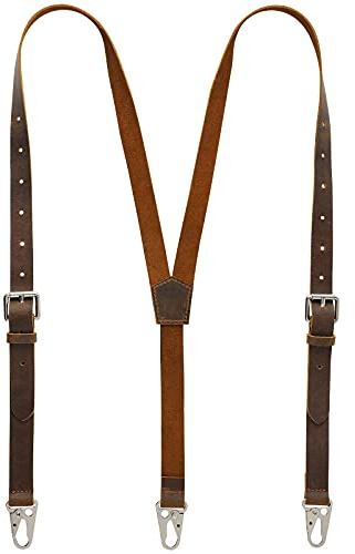 Ringsun Genuine Leather Suspenders for Men, Y Design Hidden Suspenders Under Clothes with 3 Snap Loop, Adjustable Accessories for Men Wedding & Party Essentials, Dark Brown