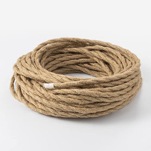 Vecys 20m LED Lighting Cavo Elettrico 3 Core Tessitura Della Corda di Canapa Filo Elettrico Sezione Trasversale 0,75 mm² per Lampada a Sospensione Luci di Cristallo Lampadario Vintage