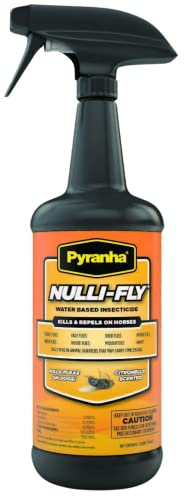 Tack Shack of Ocala Pyranha Fly Spray, Fly Spray for Horses, Fly Spray, Pyranha Wipe and Spray, Pyranha Zero-Bite, Pyranha Nulli Fly- Fly Care for Horses (Nulli Fly 32oz)