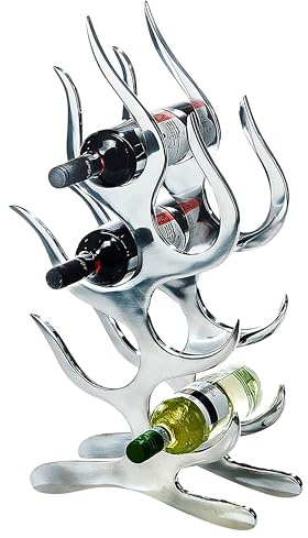 Kobolo Weinregal Flame Metall-Aluminium 33x15x64 cm Silber